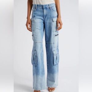 Alice + Olivia Cay Cargo Pants Womens 30 Wide Leg Baggy Relaxed Denim Jean